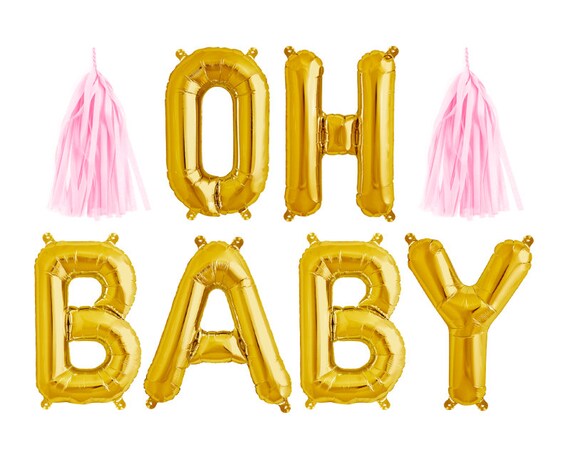 Oh Baby Balloon Garland with Tassels Kit Boy or by PaperboyParty