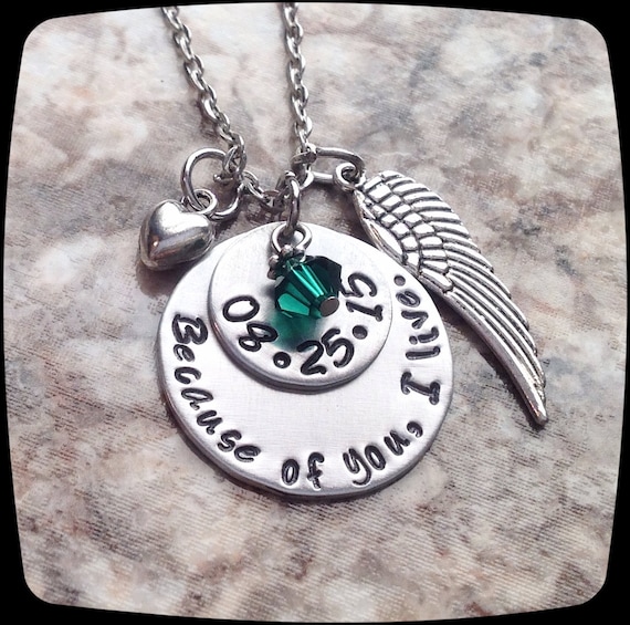 Organ Donor Gift Cancer awareness necklace Kidney by ThatKindaGirl