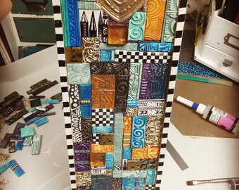 Polymer Clay Tiled Mosaic Wall Art -- Handmade Polymer Clay Tiles, Original Artwork, Mosaic, One-of-a-Kind