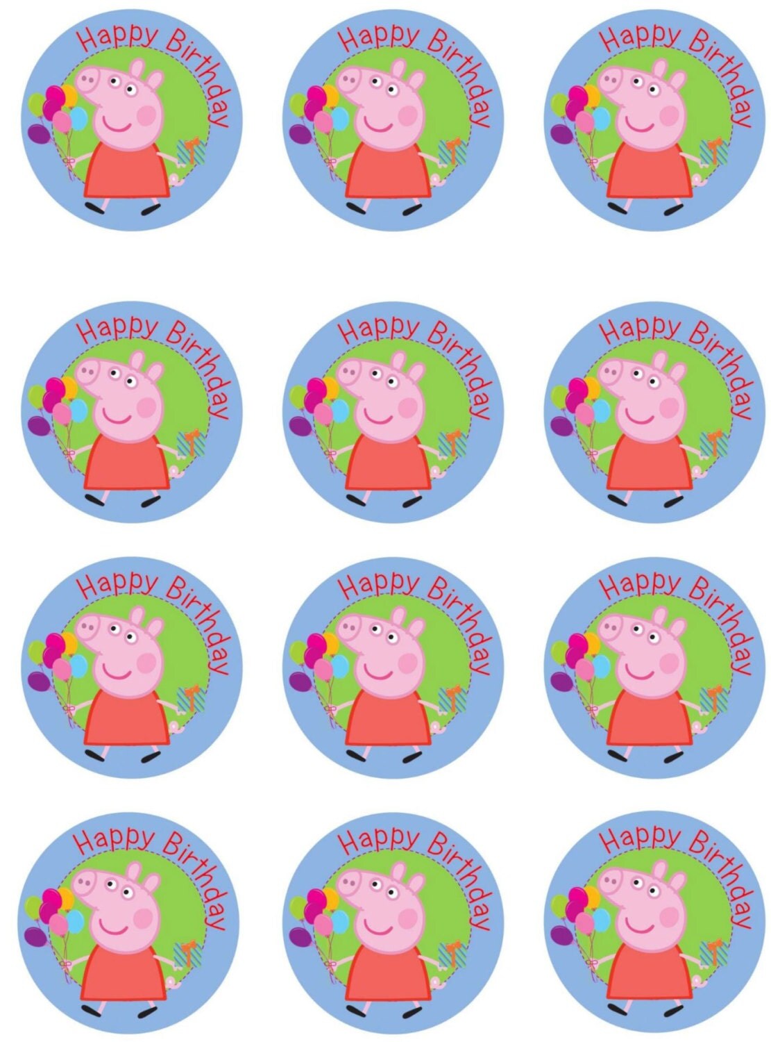 Peppa Pig Edible Image Cupcake Toppers