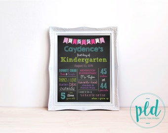 First Day Of School Chalkboard Print (Girl) 16x20, Back to School Poster, Milestones, Printable Chalkboard, Back to School, Girl
