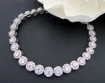 CZ Bridal bracelet, Tennis Bracelet, Wedding jewelry, Rose Gold Bridal bracelet, Crystal bracelet, Wedding accessories, Rhinestone bracelet