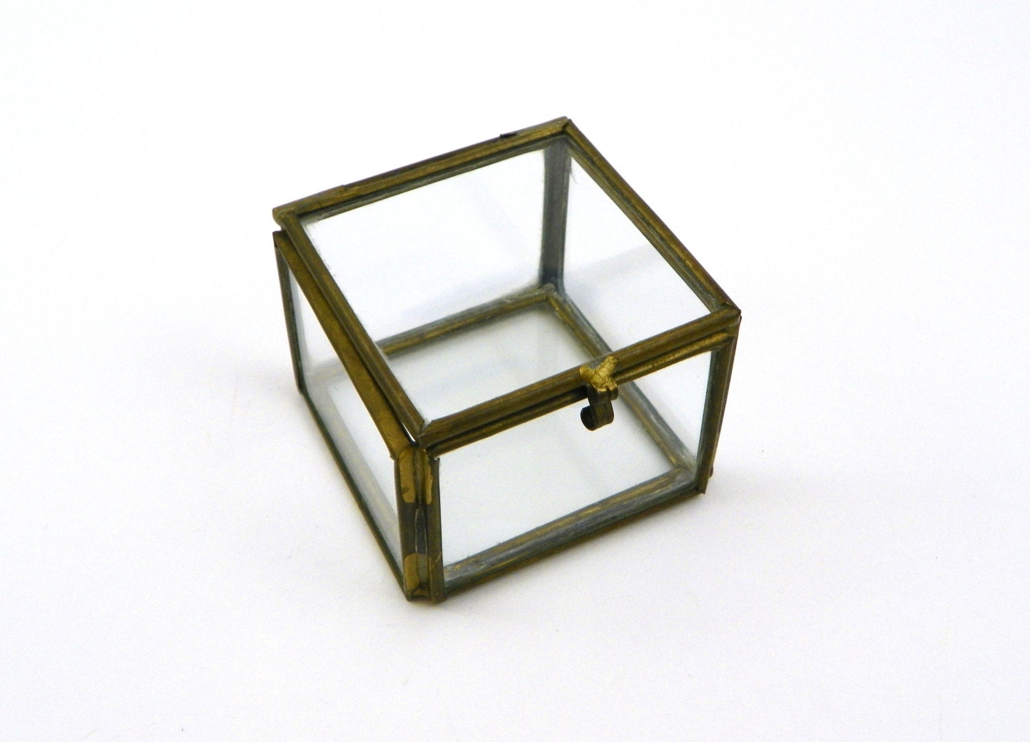 Vintage Glass & Brass Trinket Box Haute Juice