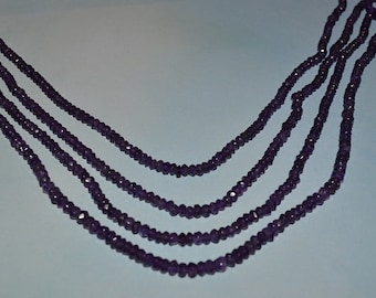 AA Grade Natural Amethyst Faceted 4-5mm Faceted Rondel Beads Full Stand - (2014027)