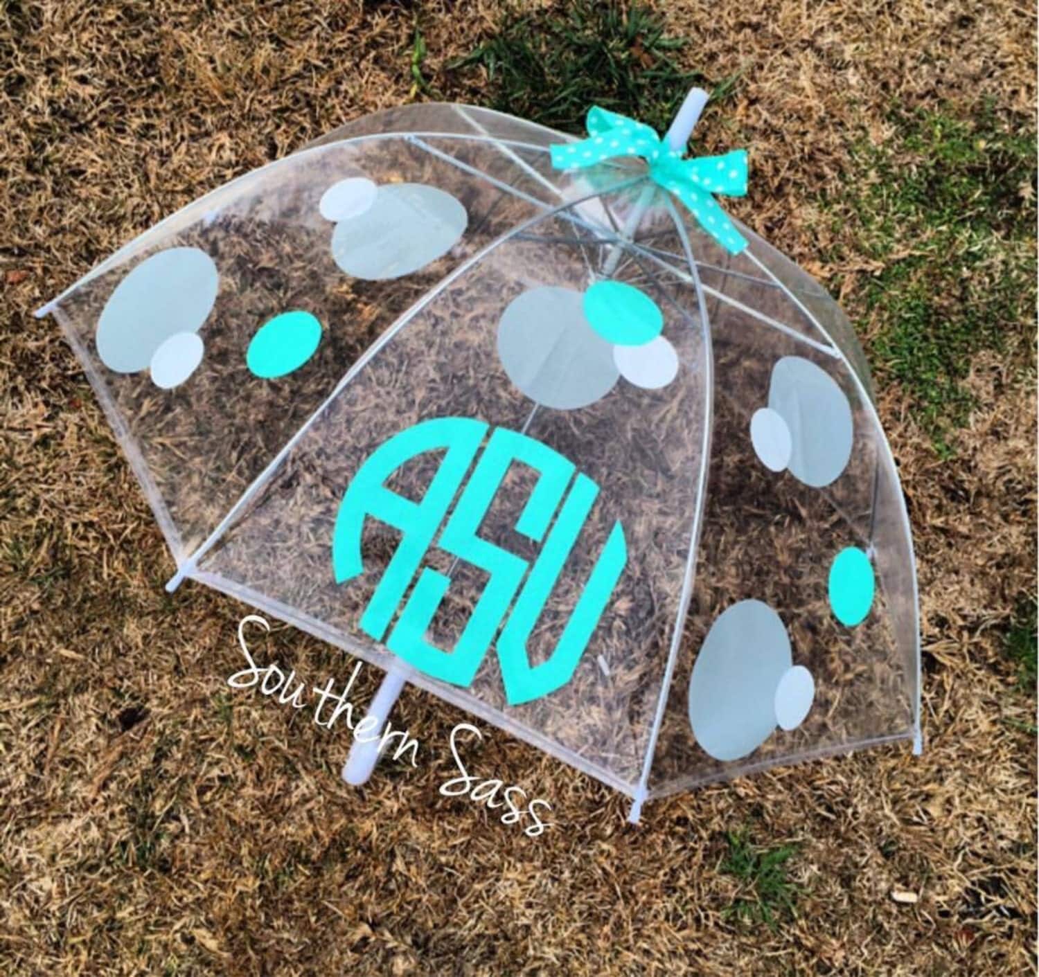 46 Clear Dome Monogrammed Umbrella by southernsassbybrit on Etsy