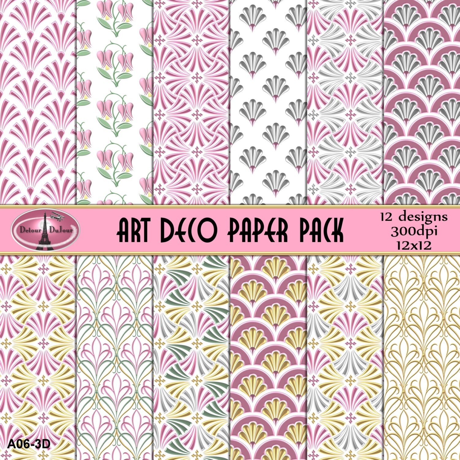 1/2 OFF 50 SALE Art Deco Paper Pack 12 x 12 Art Deco