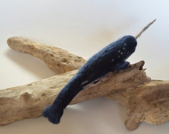 Soft Sculpture Needle Felted Narwhal