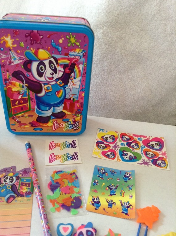 Lisa Frank Panda Painter collectors tin with stickers