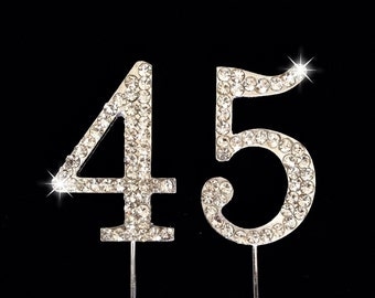 45th Birthday Cake Topper - 45th Anniversary Cake Topper - 1.75 Inches Tall - Cake Decoration