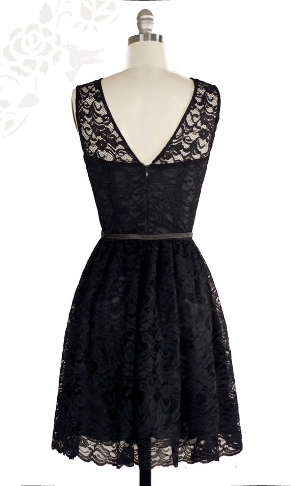 Evelyn Lace Overlay Vintage Inspired Dress //Black // Custom