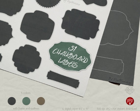 Chalkboard Label ClipArt: Chalkboard Labels clip