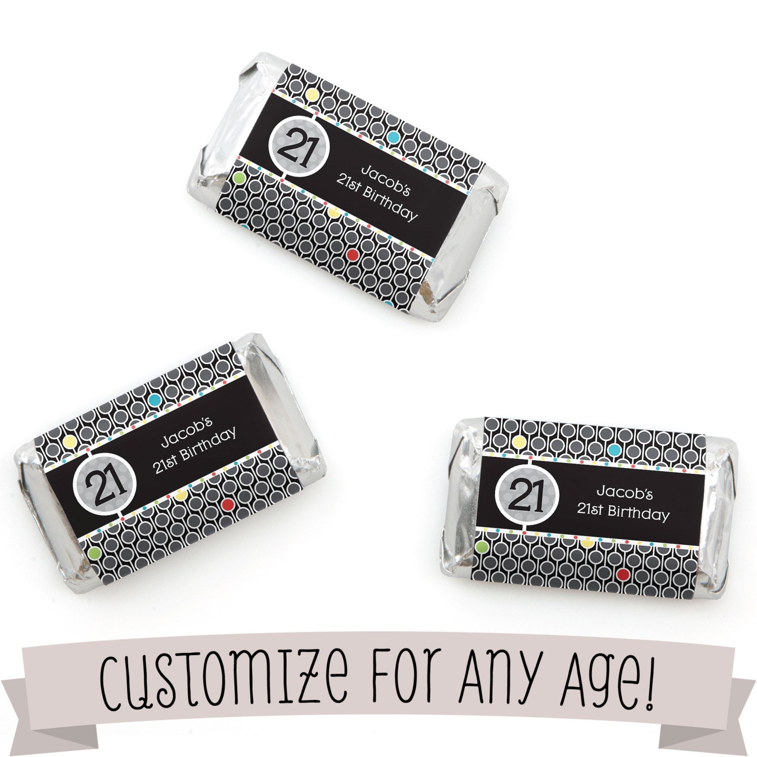 Custom Birthday Mini Candy Bar Wrappers Personalized