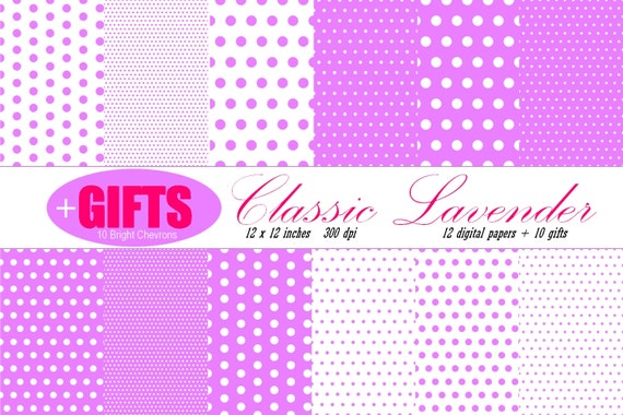 Purple polka dot: "LAVENDER DIGITAL PAPER" lilac polkadots for lavender decor, purple wedding invitation, lavender clipart, lavender paperie