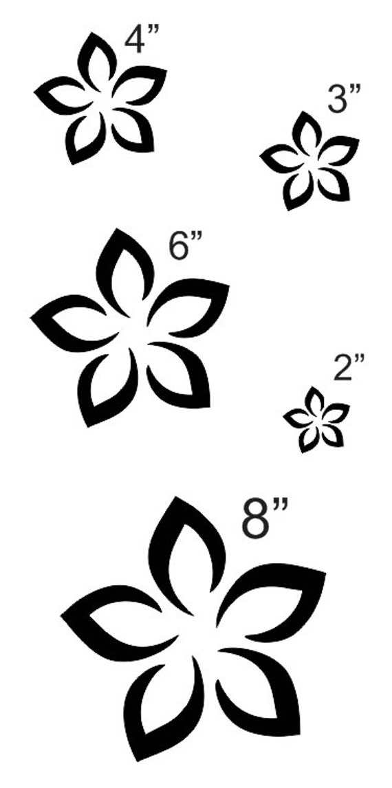 Plumeria Flower 2 STENCIL sheet with 5 total Sizes 2