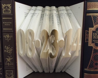 Folded Book Art Numbers-Save The Date-Premium Leather Book-First Anniversary-Third Anniversary-Unique Gift-Best Selling Item-Unique Gift
