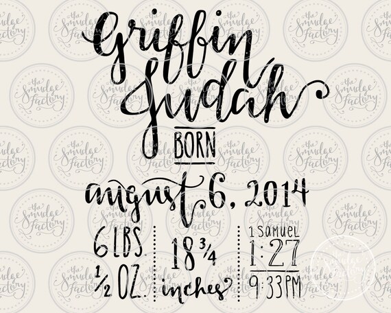 Download Birth Announcement SVG Cutting File Custom by ...