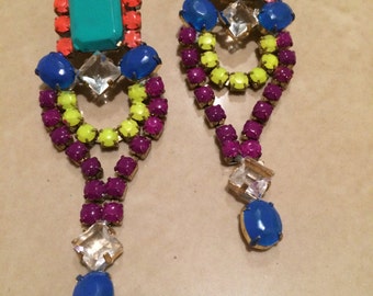 NEON TROPICANA painted rhinestone earrings
