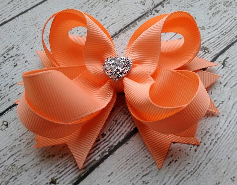Girls Hair Bow Peach Boutique Hair Bow Toddler Hair Bow