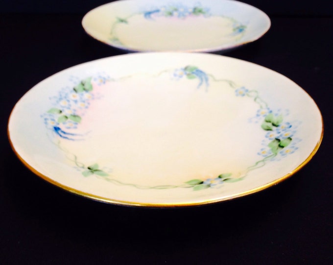 Storewide 25% Off SALE Antique Bavaria Blue Bell Floral Fine China Matching Dinner Saucers in Original Floral Pattern Featuring Hand Painted