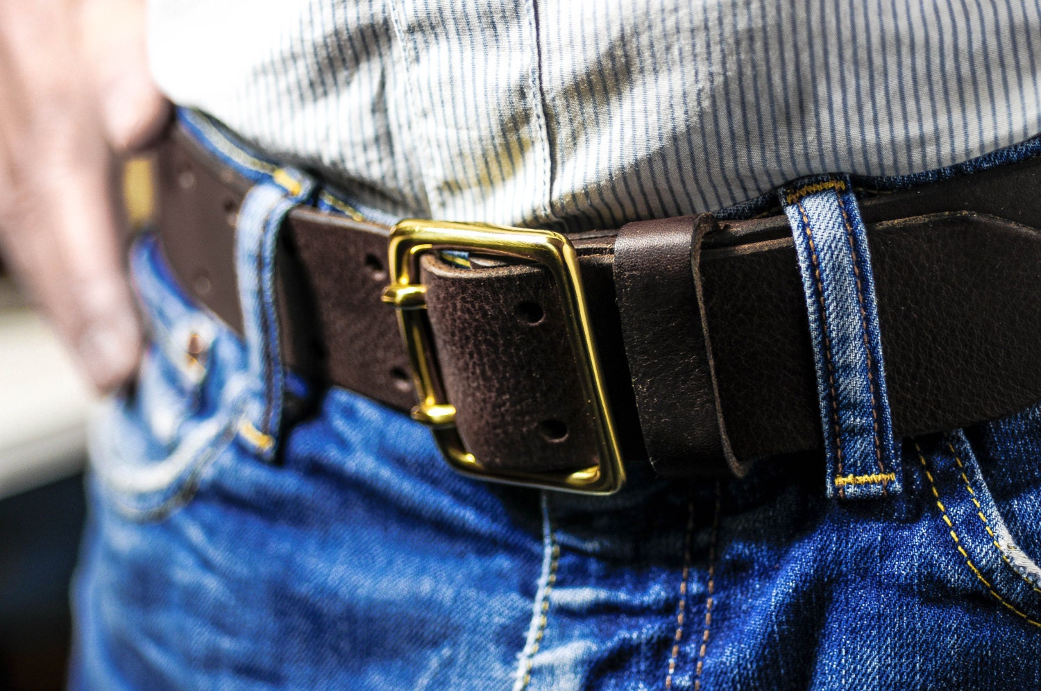 Natural Tan Leather Belt // Extra Wide Leather Belt