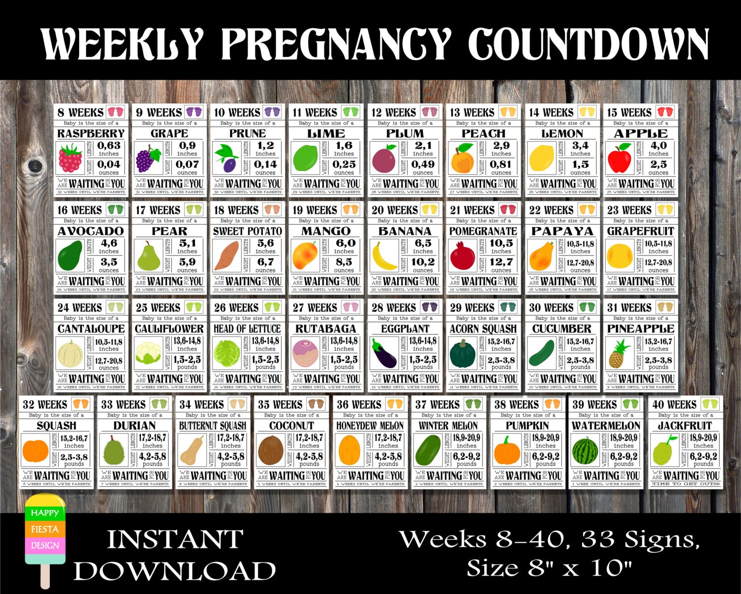 Printable Pregnancy Countdown Signs Weekly Pregnancy