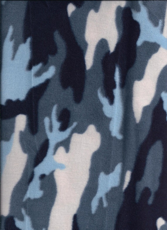 New Blue Winter Woodland Camouflage Fleece fabric by the yard