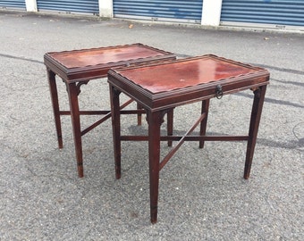 Pair of Vintage End Tables with Lion hardware
