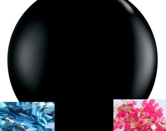 Ready To Ship - JUMBO 36" Gender Reveal Confetti Balloon 36 Inch Giant Black Balloon / Surprise Baby Shower / Party / Geronimo