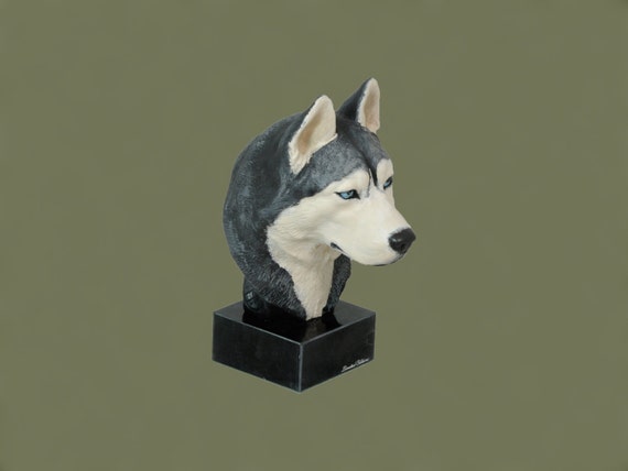 husky garden statue