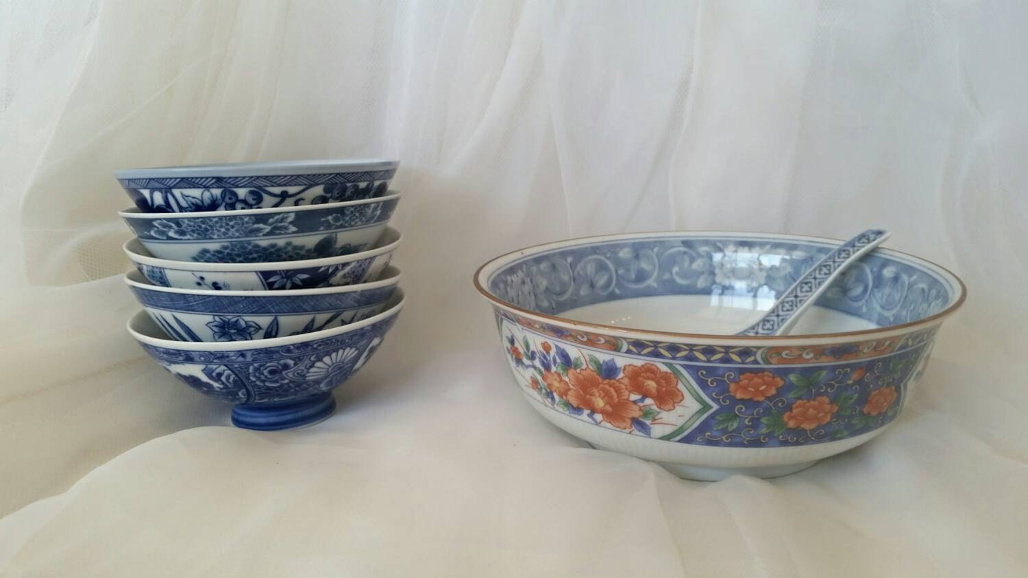 Vintage Japanese Rice Soup Serving Bowl Individual Bowls Cups