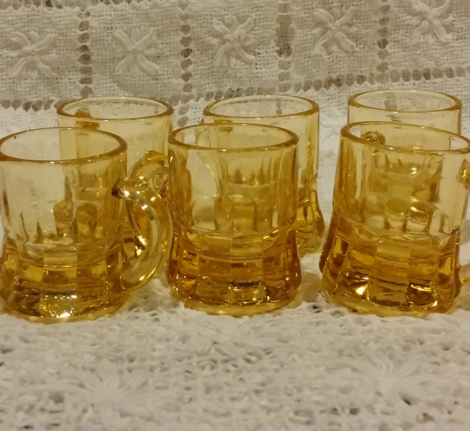 Vintage Federal Glass Hony Amber Shot Glasses 6 Colored