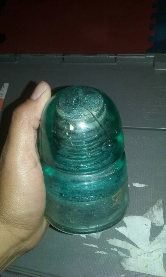 Antique Railroad Glass Insulator with 18 mark on by GenterPrizes
