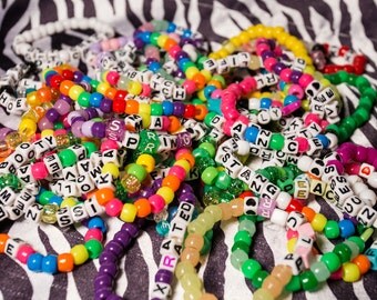 Kandi Bracelet *RANDOM* Sets // *All with Words* // Rave Kandi // EDC // Festival // 15-40+ Bracelets Per Set