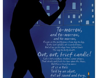 Brief Candle - Macbeth. Quotable Shakespeare Literary Art Print. Educational Classroom Poster