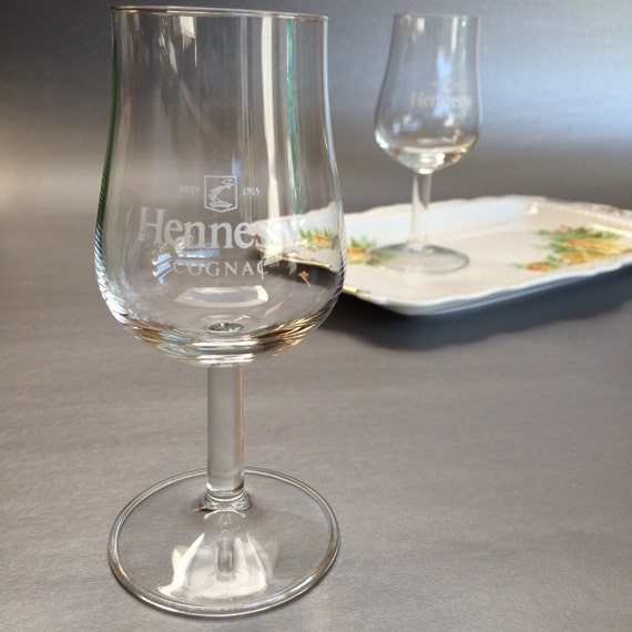 2 Rare Hennessy Cognac Brandy Tasting Advertising Glasses