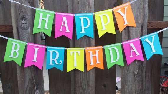 Items similar to Neon Colors Happy Birthday Banner on Etsy