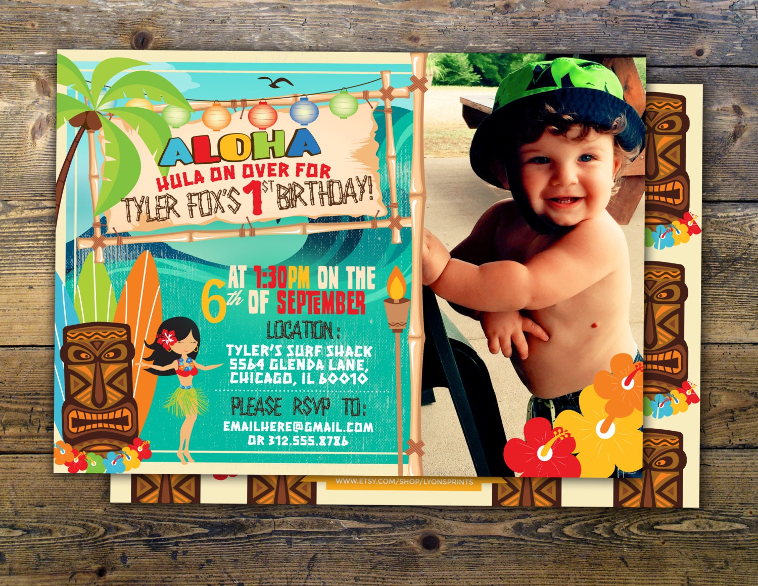 Tiki Party Hawaii Invitation Pool Party Invitation Surfer Tiki Party Hawaii Invitation Pool Party Invitation Surfer