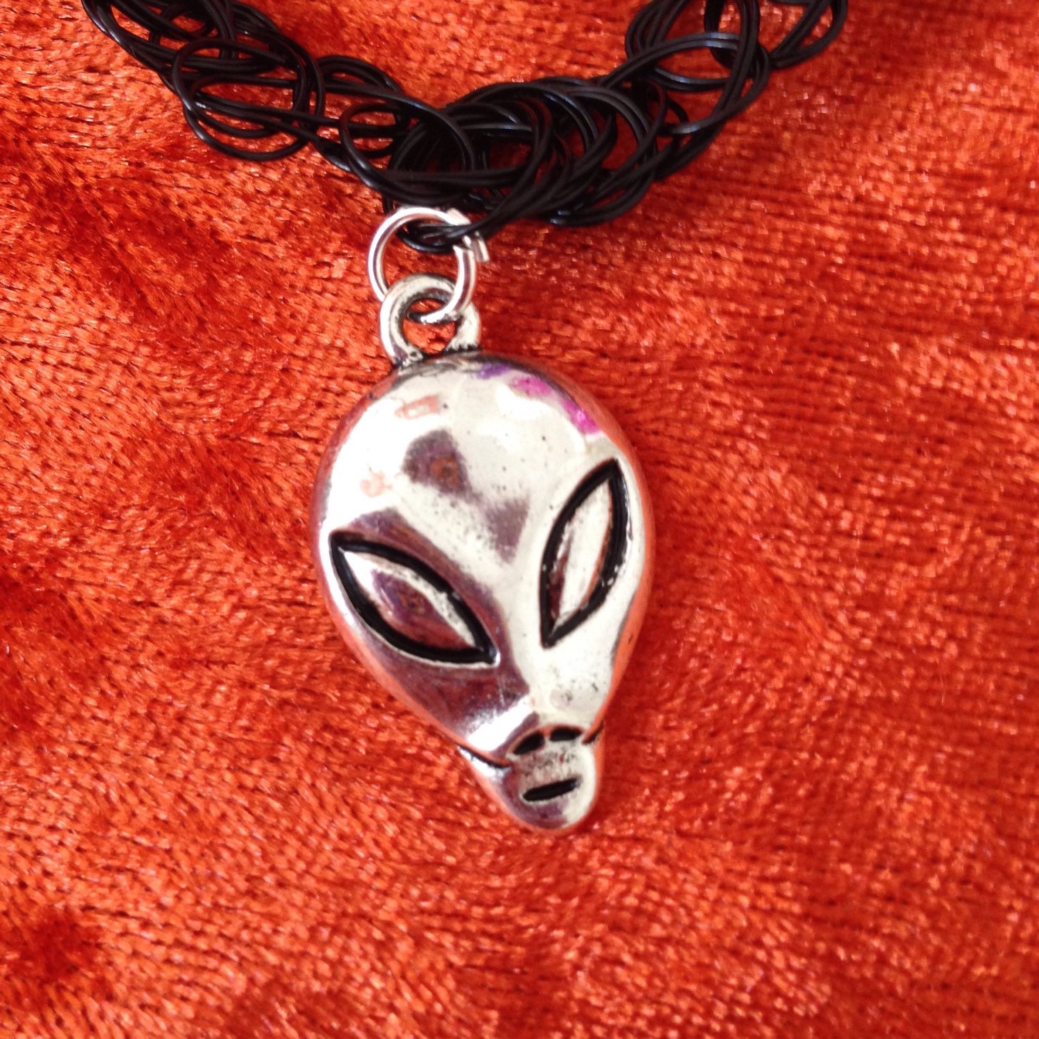 90s black henna tattoo choker with alien by BillingtonsBazaar