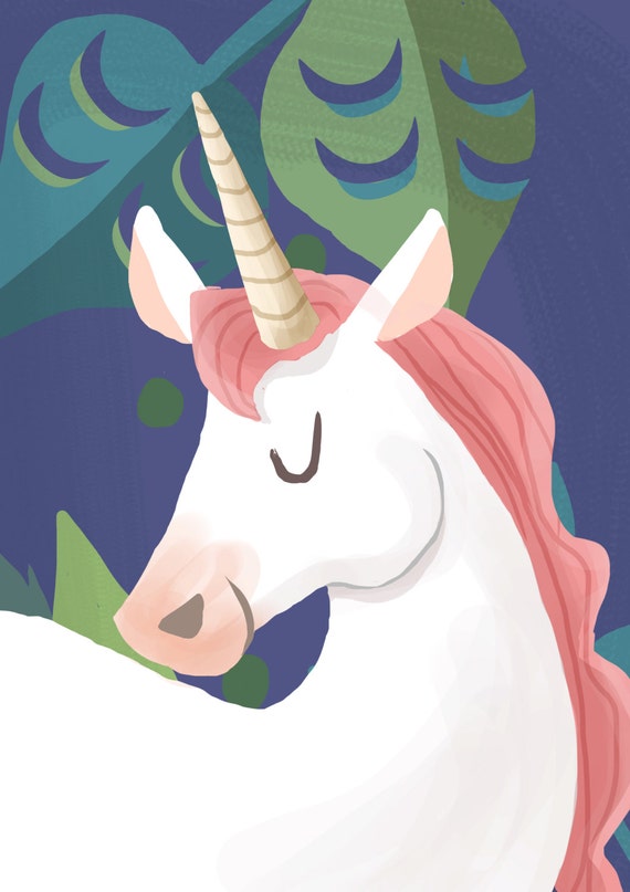 Items similar to Cute Unicorn  A5 Print on Etsy 
