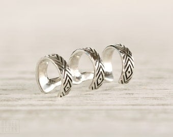 Sterling Silver Ear Cuff Earring Aztec Evil Eye Chevron Ear Wrap Earrings Boho Jewelry - ECU005