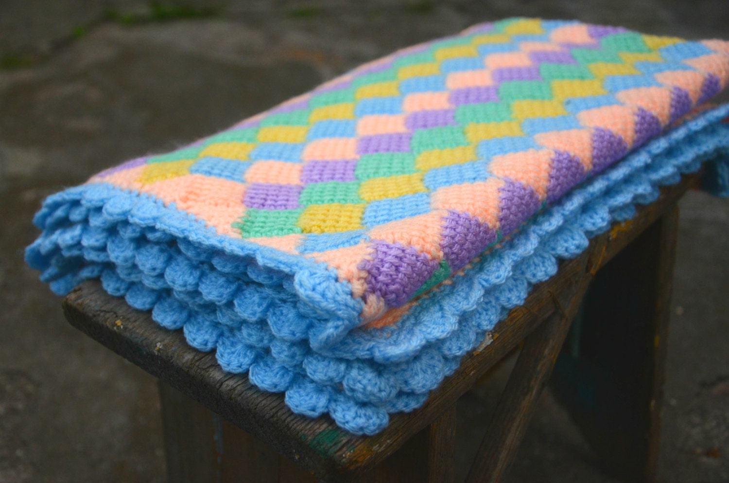 Colorful Crochet Baby Blanket Soft Infant Blanket Neutral