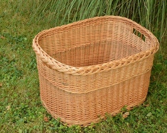 Wicker Laundry Basket, Handwoven Storage Basket, Laundry Hamper Basket, Willow Log Basket, Firewood Basket, Wicker Crate