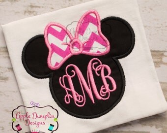 Minnie Mouse Head with Bow Appliqué Embroidery Design, Cute, Girl, Birthday, Bow, Birthday Party, Girly, Monogram, 4x4, 5x7, 6x10, 9x9