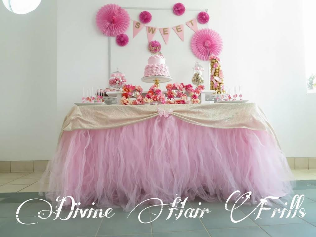 Table Skirt Pink Tulle Skirt Baby Table Tutu Shower Party Supply