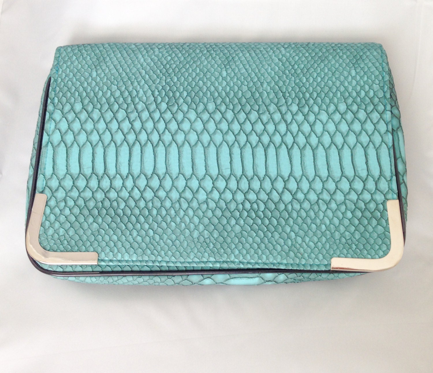 Large Clutch Purse Blue Purse Turquoise Clutch Leather