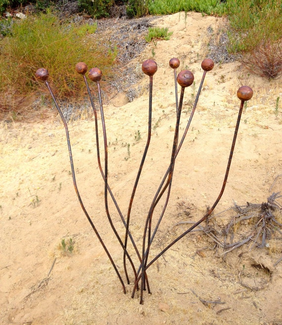 Globe Stakes Metal Yard Art Garden Stakes Yard by TopangaPatina