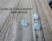Blue and Sea Blue Chalcedony Stone Beads/ Loose Round and button size, for beading and jewelry craft supplies
