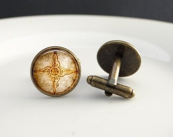 ON SALE Steampunk Cufflinks Old Compass Steampunk Cuff Links Steampunk Suit Cuffs Steampunk Style Rustic Cufflinks Steampunk Suit Accessory