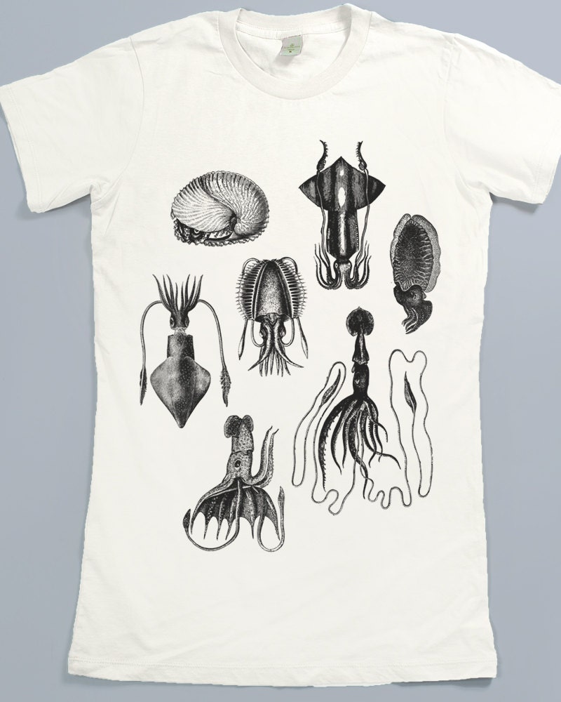 Squid Shirt Women's Squid T-shirt Graphic Tee by SlothWingTees