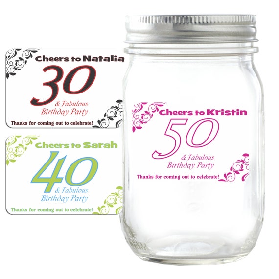 Mason Jar Labels Customizable Birthday Party Personalized